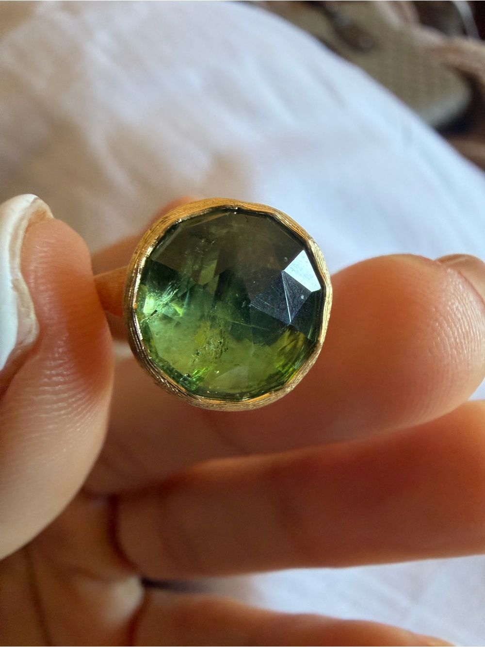 Marco Bicego Jaipur 18K Yellow Gold Green Tourmaline Rose Cut Ring Size 4.25 - Picture 4 of 16